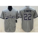 Men's Dallas Cowboys #22 Emmitt Smith Limited Gray Stripes Baseball Jersey