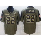 Men's Dallas Cowboys #22 Emmitt Smith Limited Olive 2021 Salute To Service Jersey