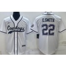 Men's Dallas Cowboys #22 Emmitt Smith White Baseball Jersey