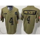 Men's Dallas Cowboys #4 Dak Prescott Limited Green 2025 Salute To Service Jersey