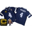 Men's Dallas Cowboys #4 Dak Prescott Limited Navy C Patch Walter Payton Man of the Year FUSE Vapor Jersey