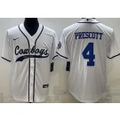 Men's Dallas Cowboys #4 Dak Prescott Limited White Baseball Jersey