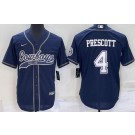 Men's Dallas Cowboys #4 Dak Prescott Navy Baseball Jersey