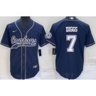 Men's Dallas Cowboys #7 Trevon Diggs Navy Baseball Jersey