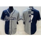 Men's Dallas Cowboys #7 Trevon Diggs Navy Gray Split Baseball Jersey