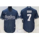 Men's Dallas Cowboys #7 Trevon Diggs Navy Stripes Baseball Jersey
