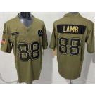 Men's Dallas Cowboys #88 CeeDee Lamb Limited Green 2025 Salute To Service Jersey