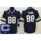 Men's Dallas Cowboys #88 CeeDee Lamb Limited Navy Captain Patch Vapor Jersey