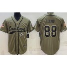 Men's Dallas Cowboys #88 CeeDee Lamb Limited Olive 2022 Salute To Service Baseball Jersey