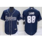 Men's Dallas Cowboys #88 CeeDee Lamb Navy Baseball Jersey