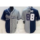 Men's Dallas Cowboys #88 CeeDee Lamb Navy Gray Split Baseball Jersey