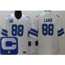 Men's Dallas Cowboys #88 CeeDee Lamb White Captain Patch Vapor Jersey