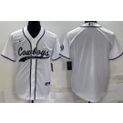 Men's Dallas Cowboys Blank White Baseball Jersey