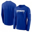 Men's Dallas Cowboys Blue Sideline Infograph Lock Up Performance Long Sleeve T Shirt