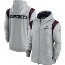 Men's Dallas Cowboys Gray Brown Performance Sideline Lockup Full Zip Hoodie