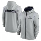 Men's Dallas Cowboys Gray Performance Sideline Lockup Full Zip Hoodie