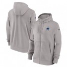 Men's Dallas Cowboys Gray Sideline Club Performance Full Zip Hoodie