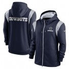 Men's Dallas Cowboys Navy Gray Performance Sideline Lockup Full Zip Hoodie