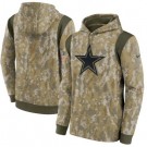 Men's Dallas Cowboys Olive 2021 Salute To Service Therma Performance Pullover Hoodie