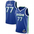 Men's Dallas Mavericks #77 Luka Doncic Blue 2022 City Icon Heat Press Jersey