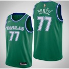 Men's Dallas Mavericks #77 Luka Doncic Green Classic Icon Hot Press Jersey