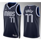 Men's Dallas Mavericks #77 Luka Doncic Navy 2022 Statement Icon Hot Press Jersey