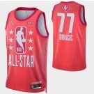 Men's Dallas Mavericks #77 Luka Doncic Red Diamond 75th 2022 All Star Heat Press Jersey