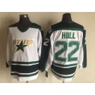 Men's Dallas Stars #22 Brett Hull White Black Throwback Jersey
