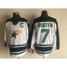 Men's Dallas Stars #7 Neal Broten White Black Throwback Jersey