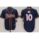 Men's Denver Broncos #10 Bo Nix Limited Navy Fashion Baseball Jersey