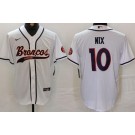 Men's Denver Broncos #10 Bo Nix Limited White Fashion Baseball Jersey