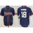 Men's Denver Broncos #18 Peyton Manning Limited Navy Fashion Baseball Jersey