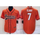 Men's Denver Broncos #7 John Elway Orange Baseball Jersey