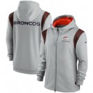 Men's Denver Broncos Gray Brown Performance Sideline Lockup Full Zip Hoodie