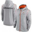 Men's Denver Broncos Gray Performance Sideline Lockup Full Zip Hoodie