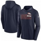 Men's Denver Broncos Navy Lightweight Performance Hooded Long Sleeve T Shirt