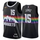 Men's Denver Nuggets #15 Nikola Jokic Black City Icon Hot Press Jersey
