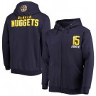 Men's Denver Nuggets #15 Nikola Jokic Navy Full Zip Hoodie