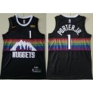 Men's Denver Nuggets #1 Michael Porter Jr Black City Icon Sponsor Swingman Jersey