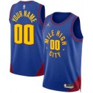 Men's Denver Nuggets Custom Blue Statement Heat Press Jersey