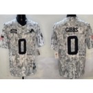Men's Detroit Lions #0 Jahmyr Gibbs Limited Arctic Camo 2024 Salute to Service Jersey