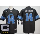 Men's Detroit Lions #14 Amon Ra St Brown Limited Black 2025 Captain Patch Vapor Jersey