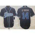 Men's Detroit Lions #14 Amon Ra St Brown Limited Black Baseball Jersey