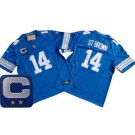 Men's Detroit Lions #14 Amon Ra St Brown Limited Blue C Patch FUSE Vapor Jersey