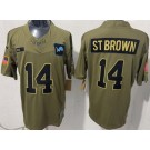 Men's Detroit Lions #14 Amon Ra St Brown Limited Green 2025 Salute To Service Jersey