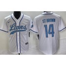 Men's Detroit Lions #14 Amon Ra St Brown Limited White Baseball Jersey