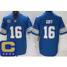 Men's Detroit Lions #16 Jared Goff Limited Blue C Patch FUSE Vapor Jersey