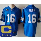 Men's Detroit Lions #16 Jared Goff Limited Blue C Patch Vapor Jersey