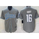 Men's Detroit Lions #16 Jared Goff Limited Gray Baseball Jersey