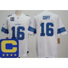 Men's Detroit Lions #16 Jared Goff Limited White C Patch FUSE Vapor Jersey